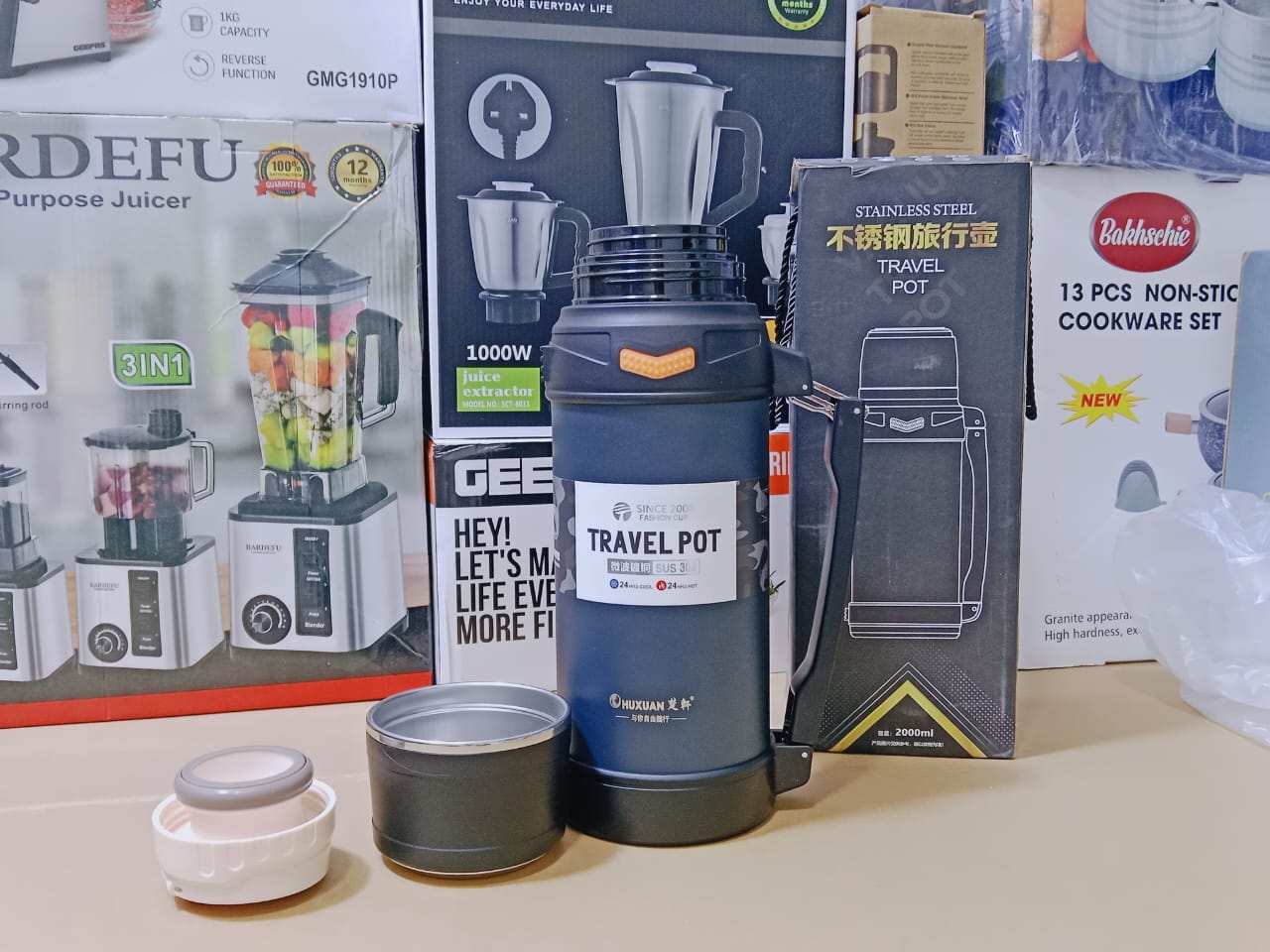 Travel Pot Water Bottle 2000ml Stainless Steel Sus 304 and Hot Cool 24 hours