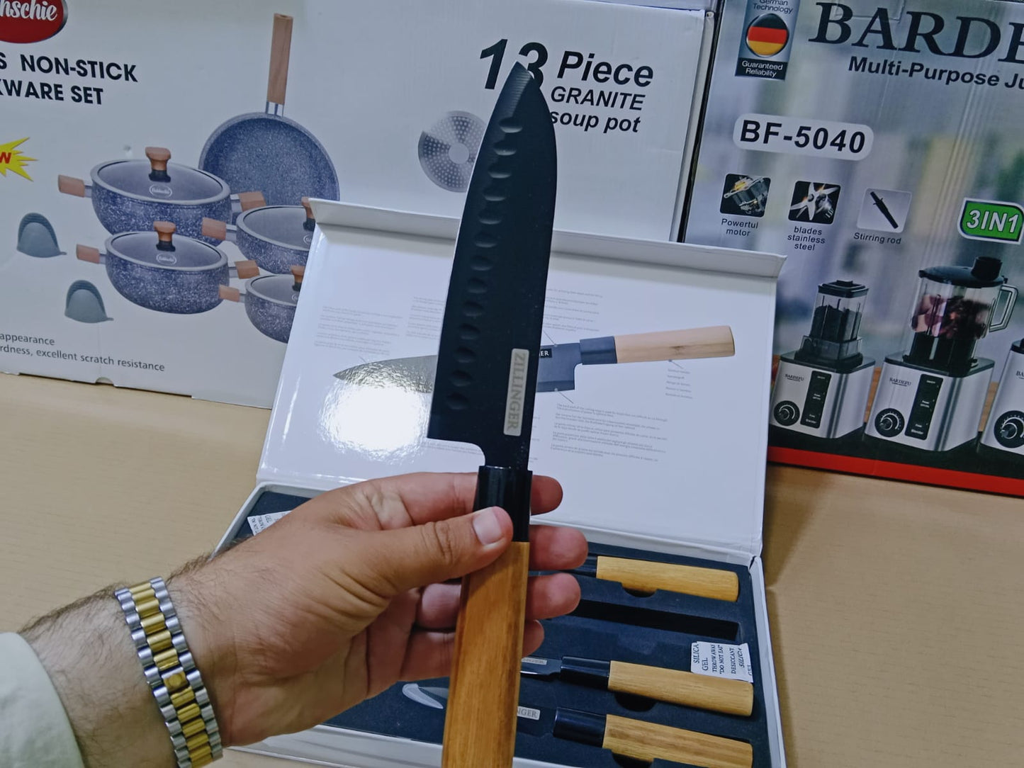 Bamboo Handles kitchen Knife Set 4