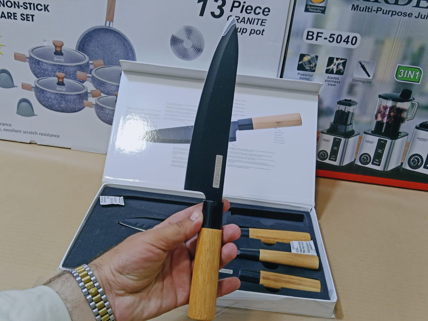 Bamboo Handles kitchen Knife Set 4