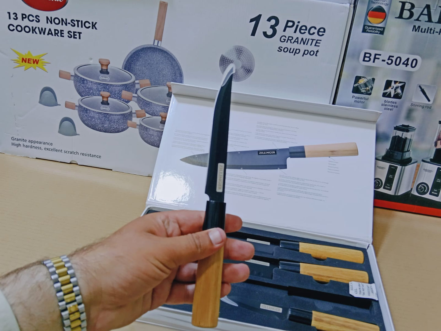 Bamboo Handles kitchen Knife Set 4