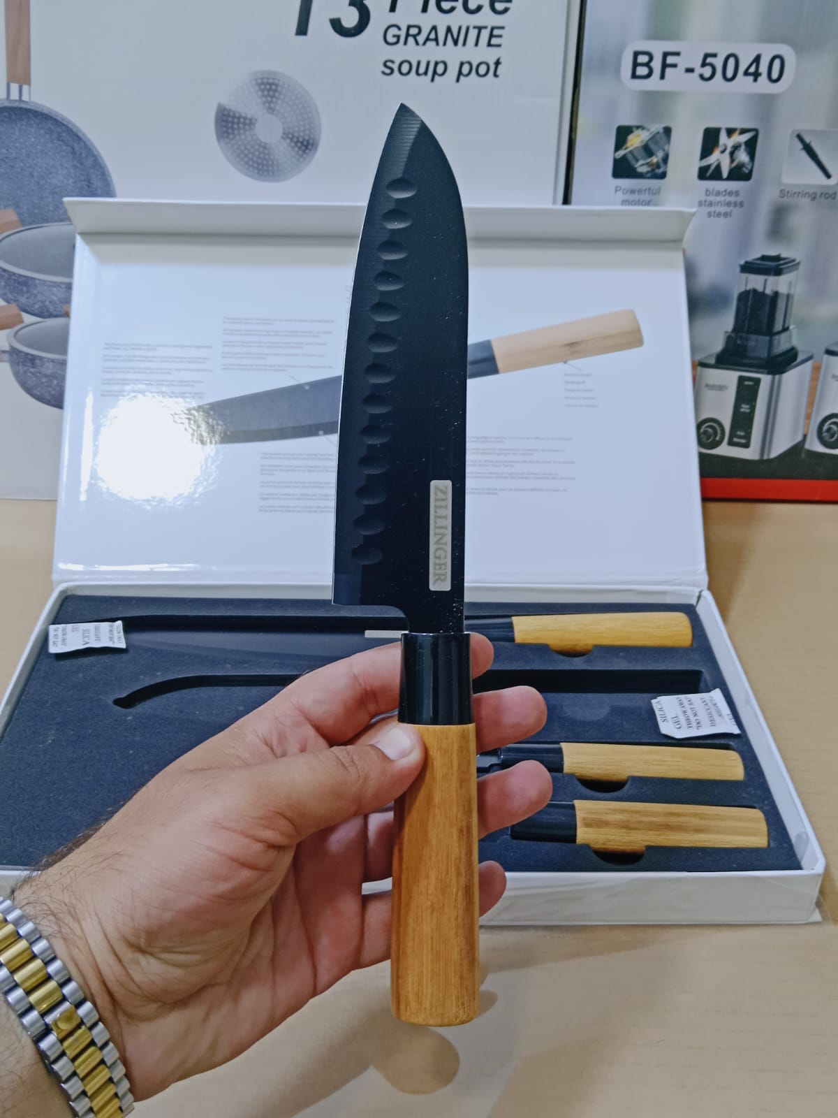 Bamboo Handles kitchen Knife Set 4