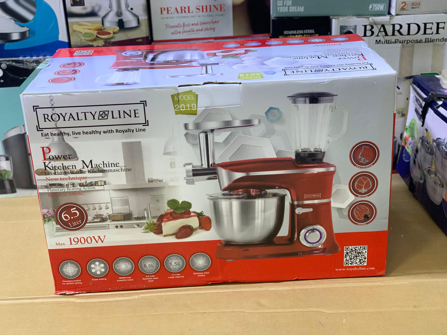 Royalty Line Power Kitchen Machine 3 in 1 6.5 and 1900 watt Standmixer, Meat chopper and Blender