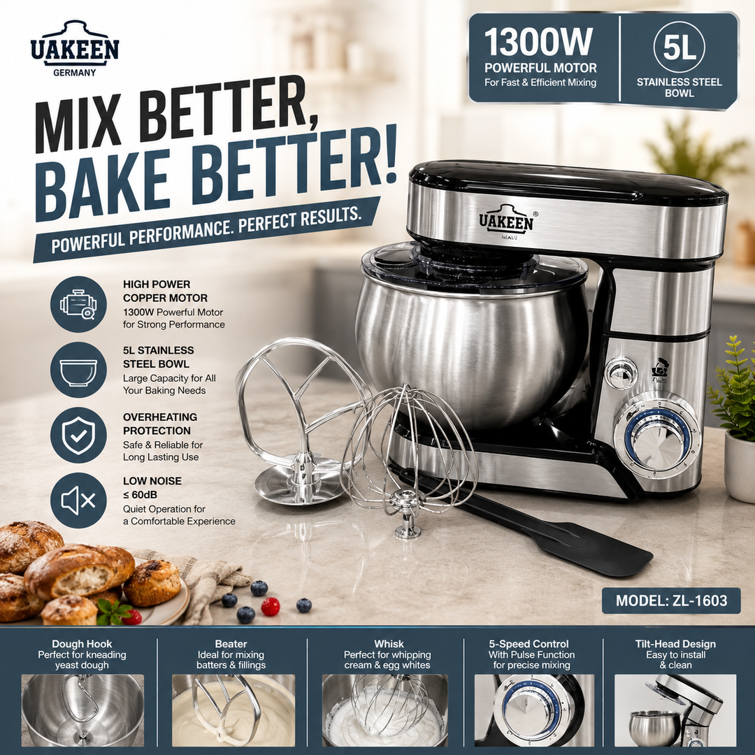 UAKEEN 5L Electric Stand Mixer ZL-1603