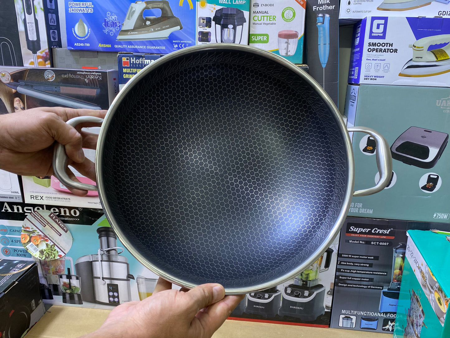 Laser Coating Frying Handi with Solid Handles