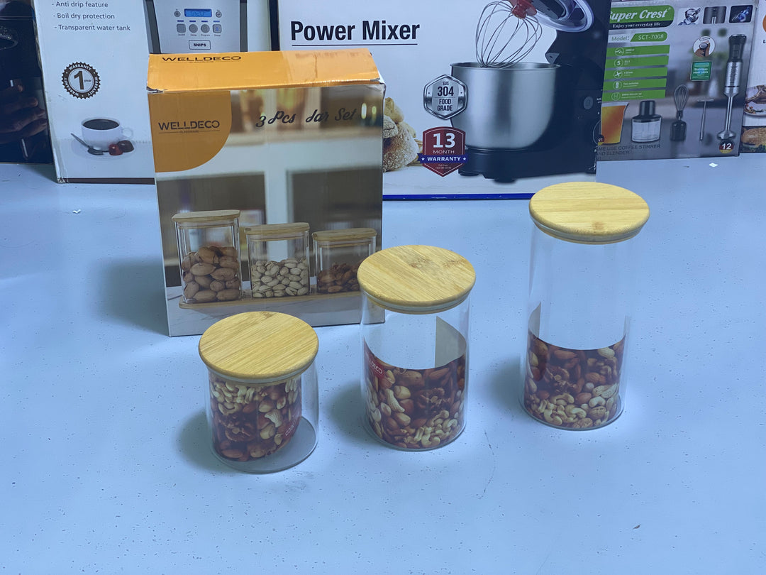 Welldeco Glassware 3 Pieces Jar Set