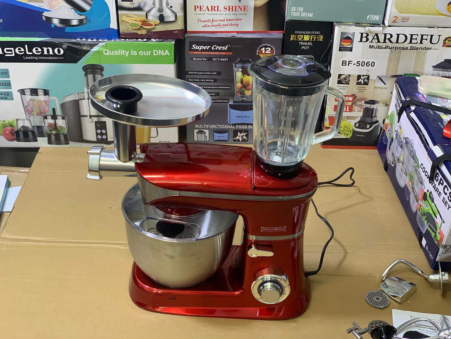 Royalty Line Power Kitchen Machine 3 in 1 6.5 and 1900 watt Standmixer, Meat chopper and Blender