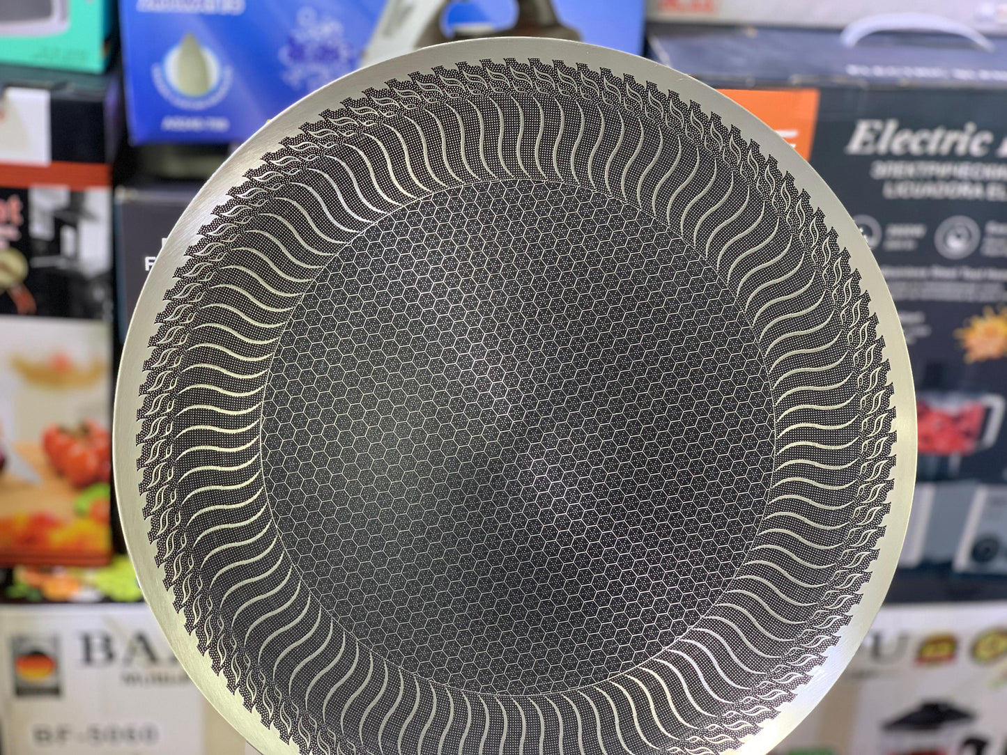 Laser coated Honeycomb pattern Long Handle tawa 34cm | sus316 Nonstick and stainless steel