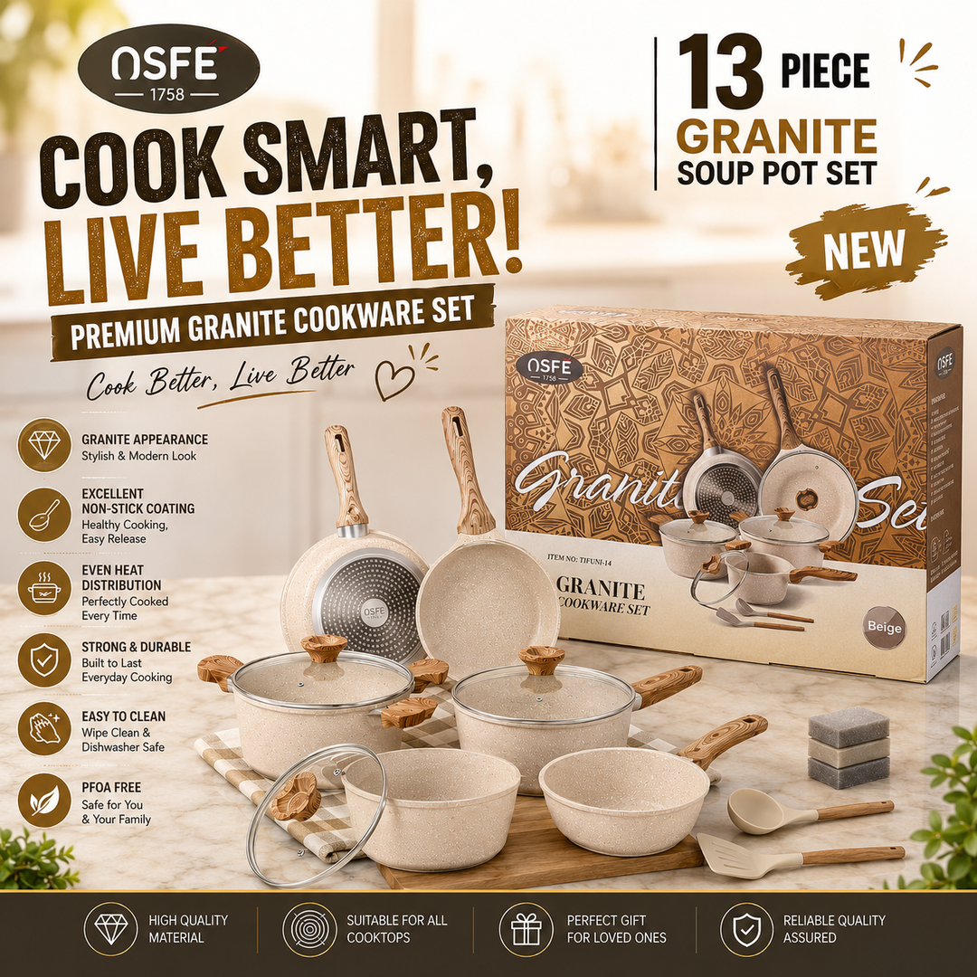 Osfe 14pcs Granite Induction Based Cookware Set TIFUNI-14