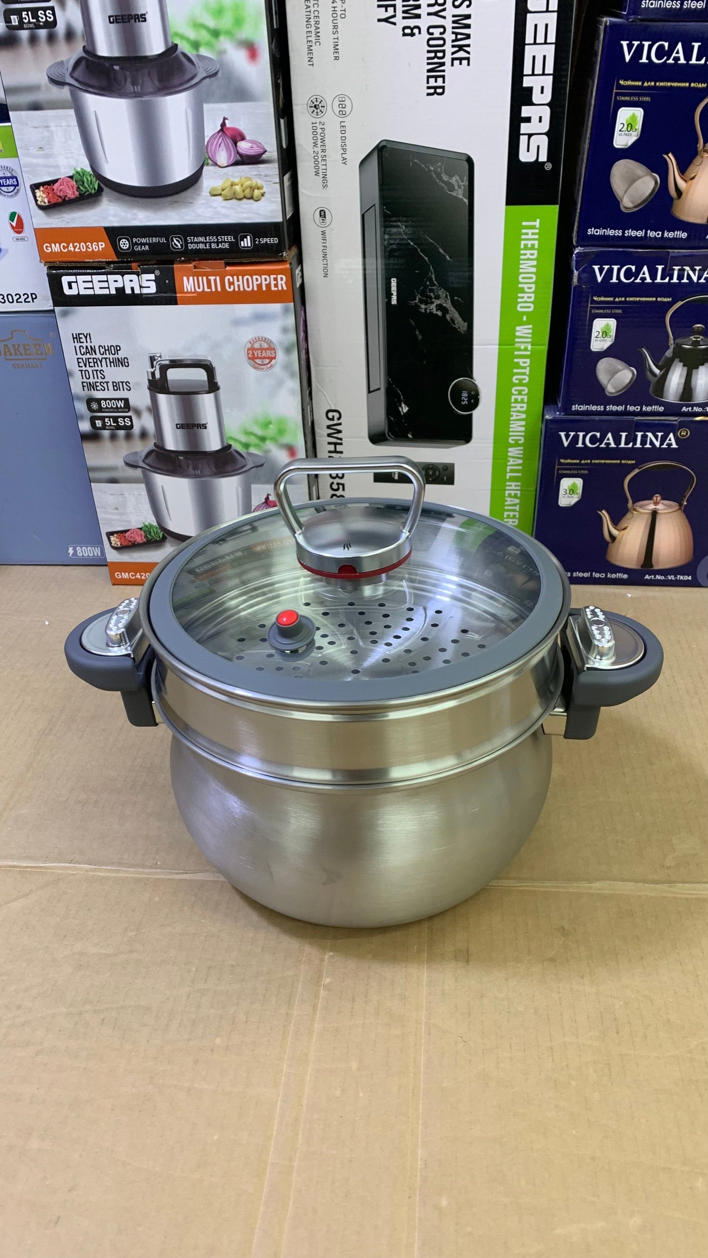 Lot 2 in1 Pressure Cooker with steamer Stainless Steel Easy lock and unlock