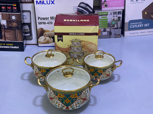 BOSHILANG Enamel Coating 3 Pieces Pots