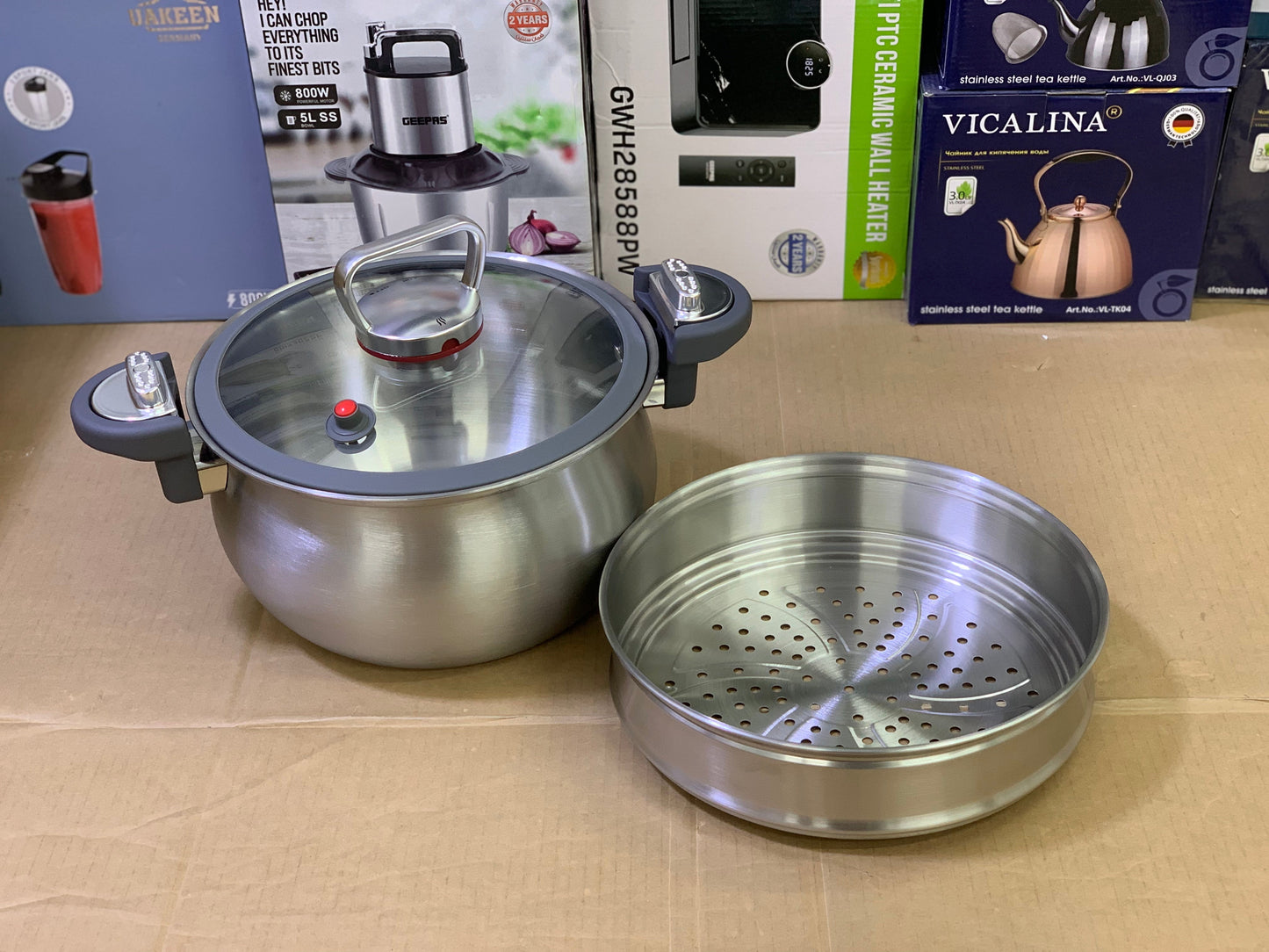 Lot 2 in1 Pressure Cooker with steamer Stainless Steel Easy lock and unlock
