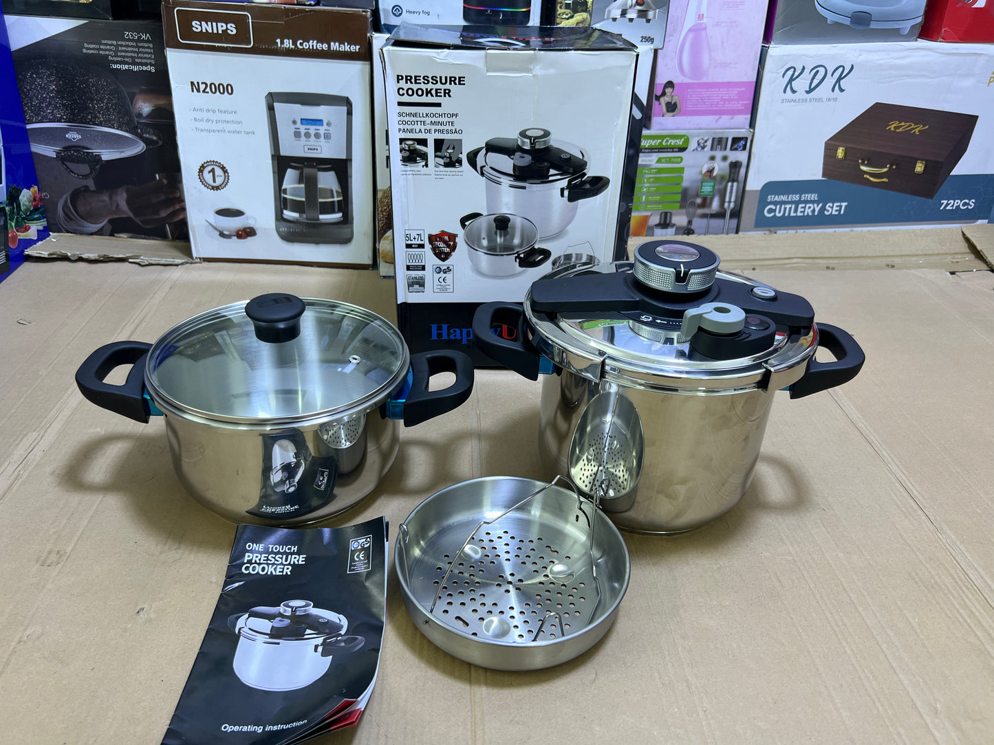 Happy Unique 3 in 1 Automatic Pressure Cooker 5L and 7L Stainless Steel