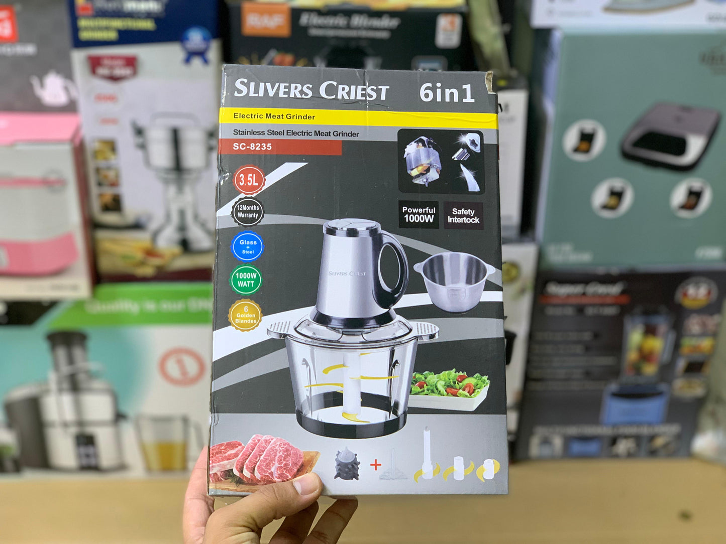 6 in 1 Food Chopper and Lasi maker double bowls and double blades