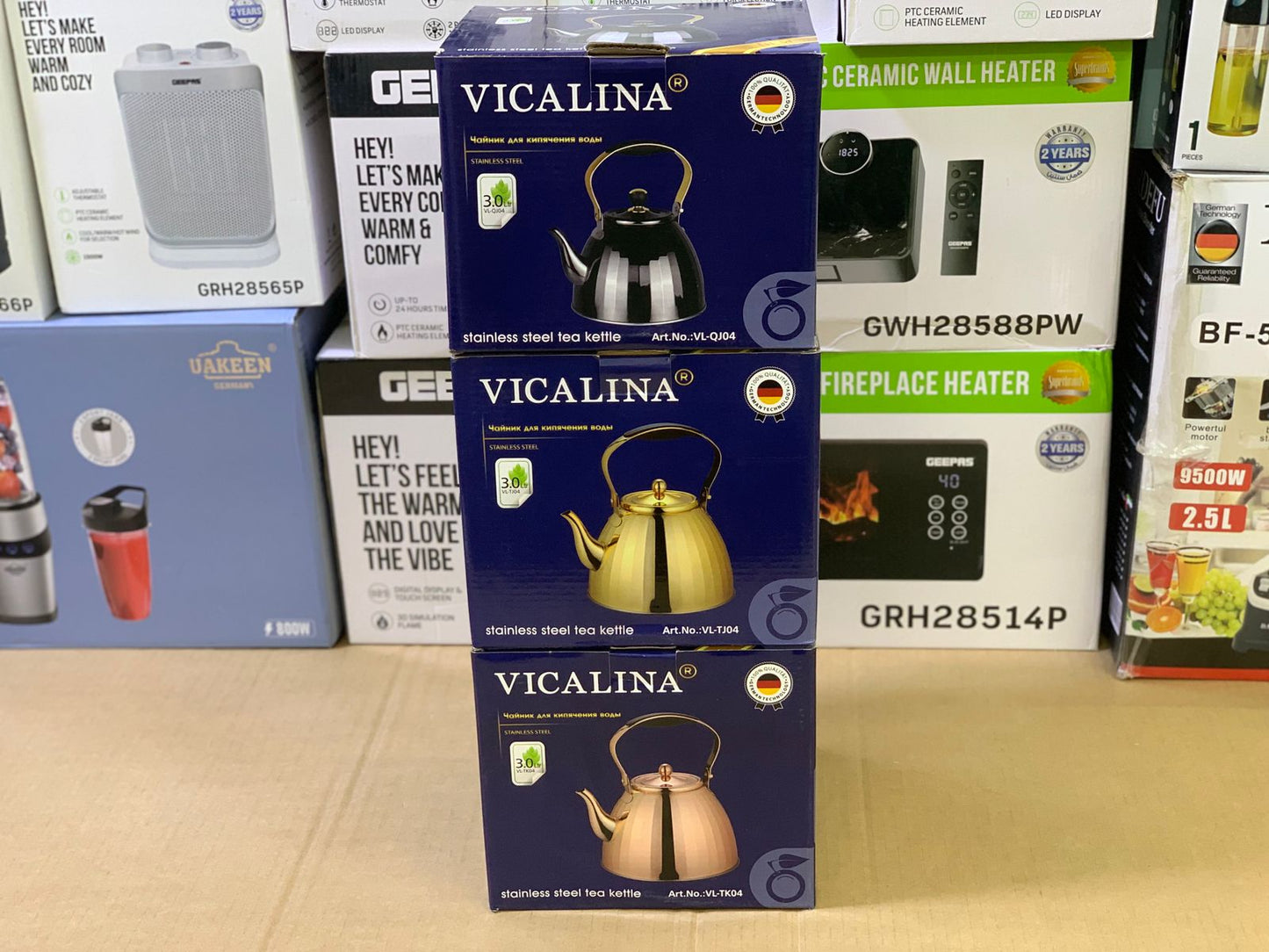 Vicalina brand Stainless steel Tea Kettles Golden,Metal and Black