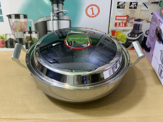Laser Coated HoneyComb Pattern Deep Frying Karahi / Handi