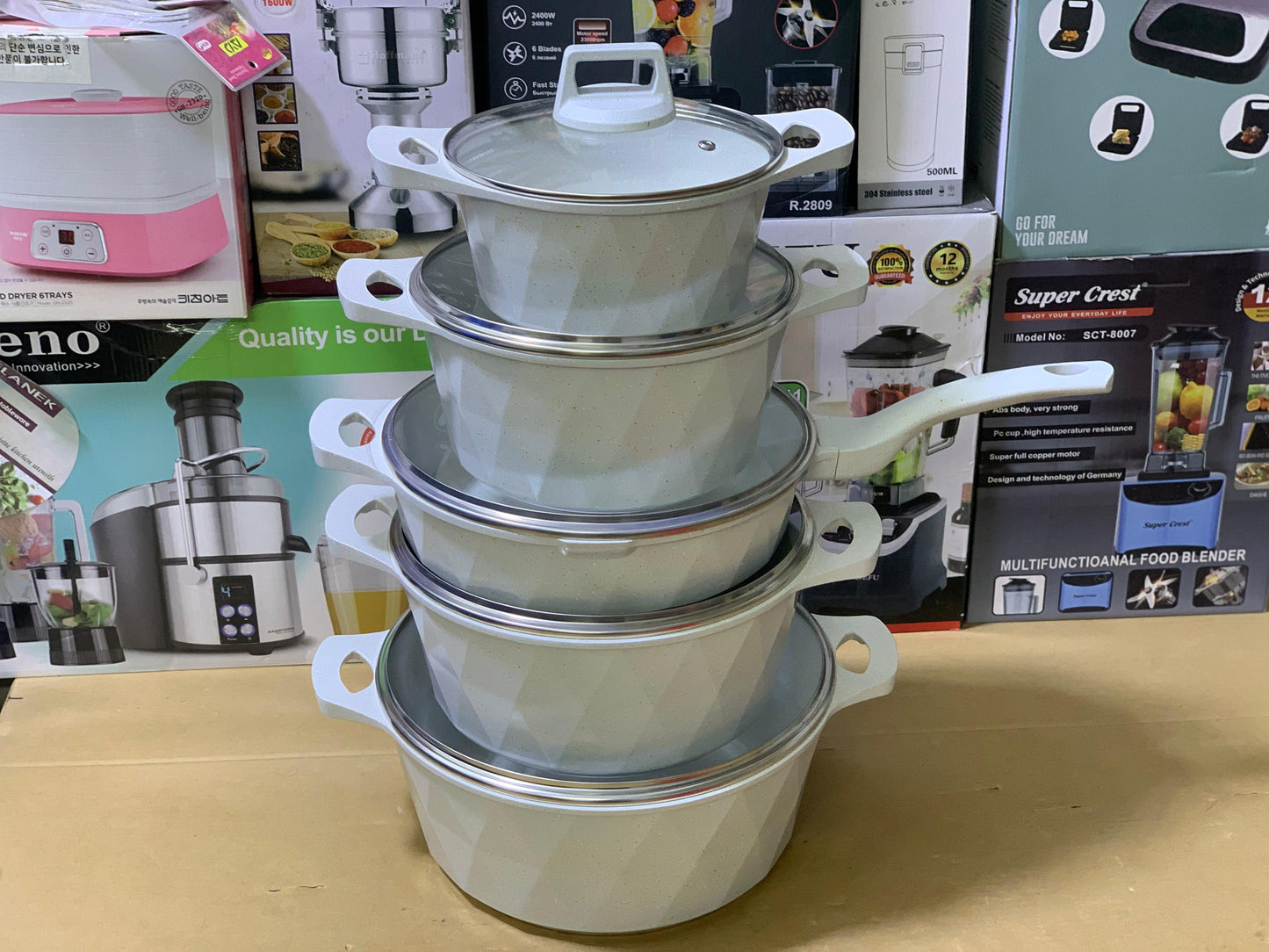 HK brand 12 pieces granite coating pure nonstick cookware set