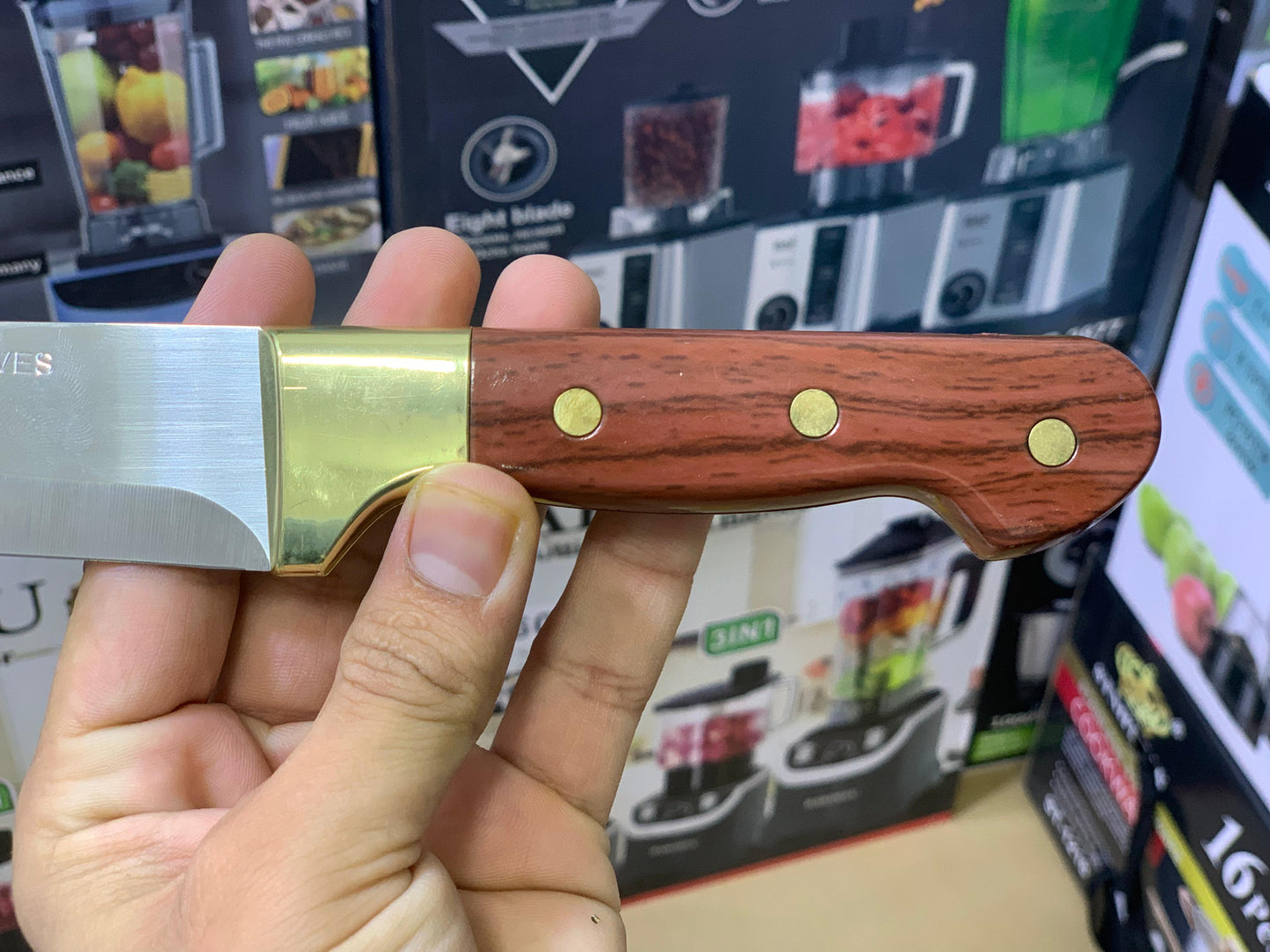 Single Knife Set With Wooden and Golden Handle