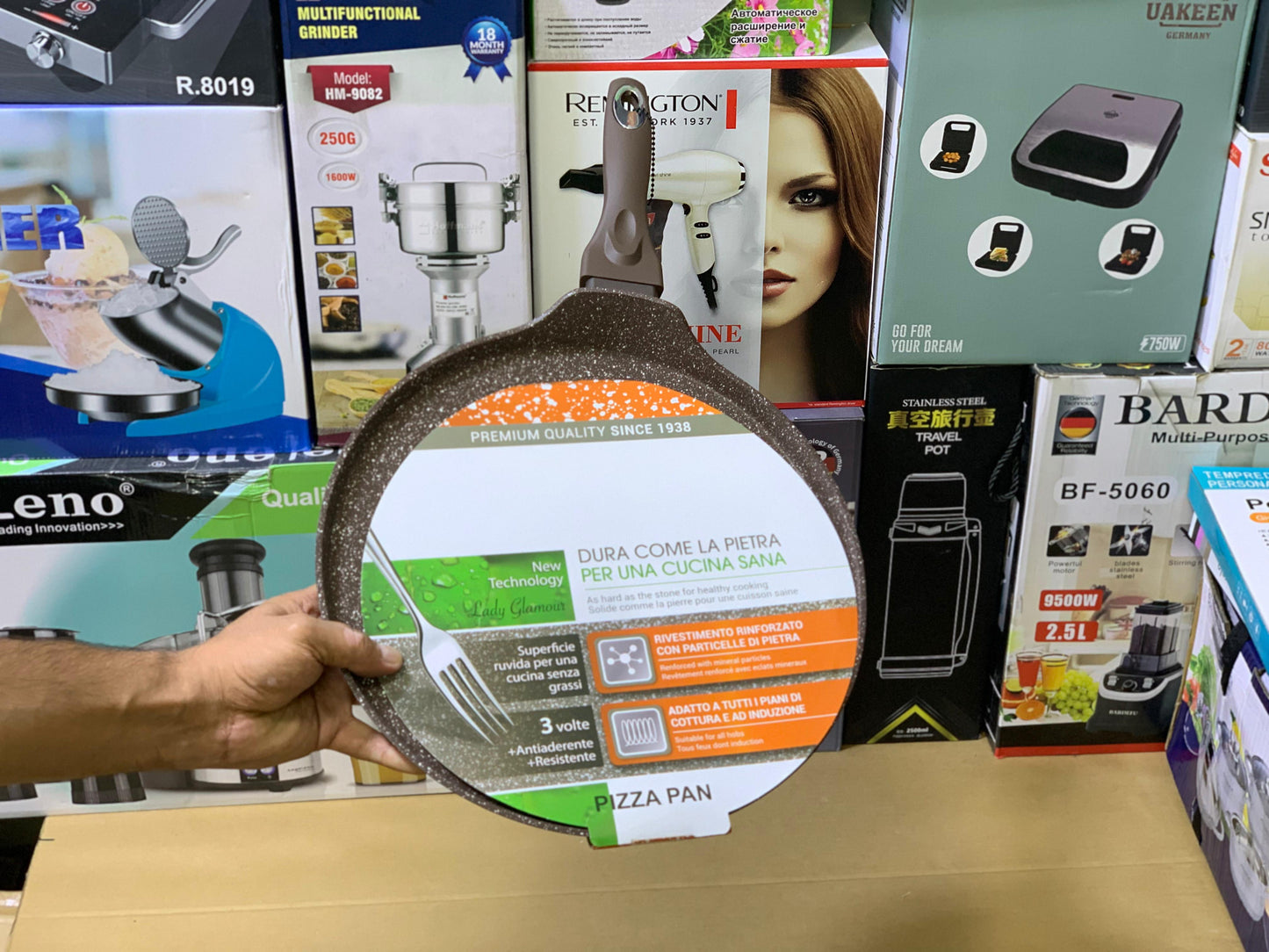 Non Stick Creepy Pans - Pizza Pan and Tawa 32cm Granite Coating Color Dark