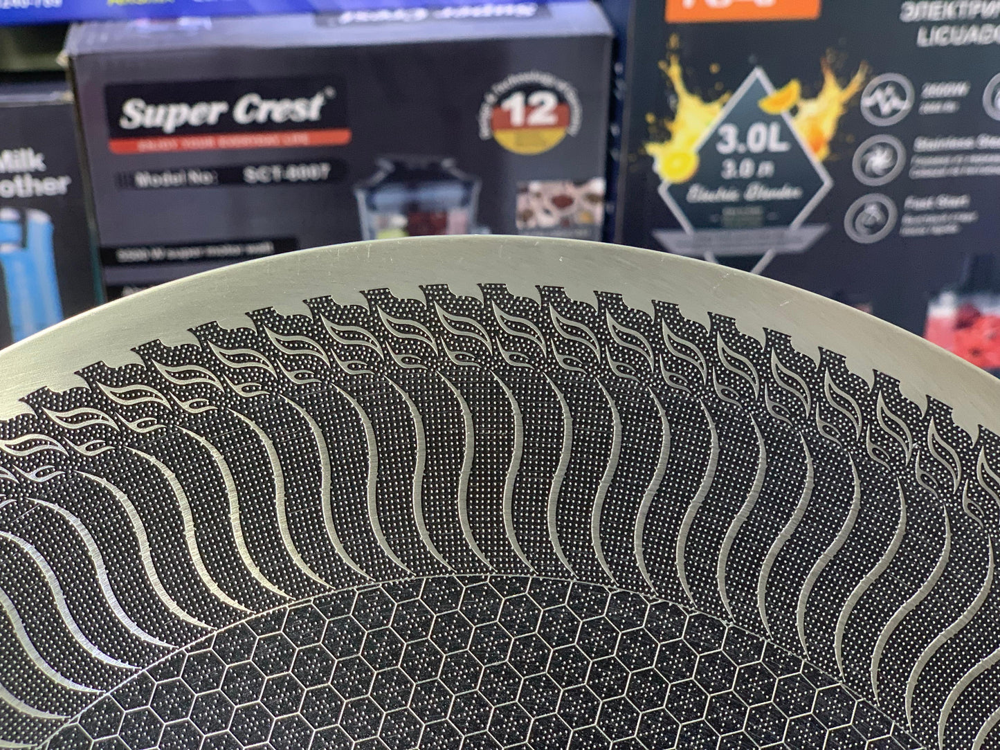 Laser coated Honeycomb pattern Long Handle tawa 34cm | sus316 Nonstick and stainless steel