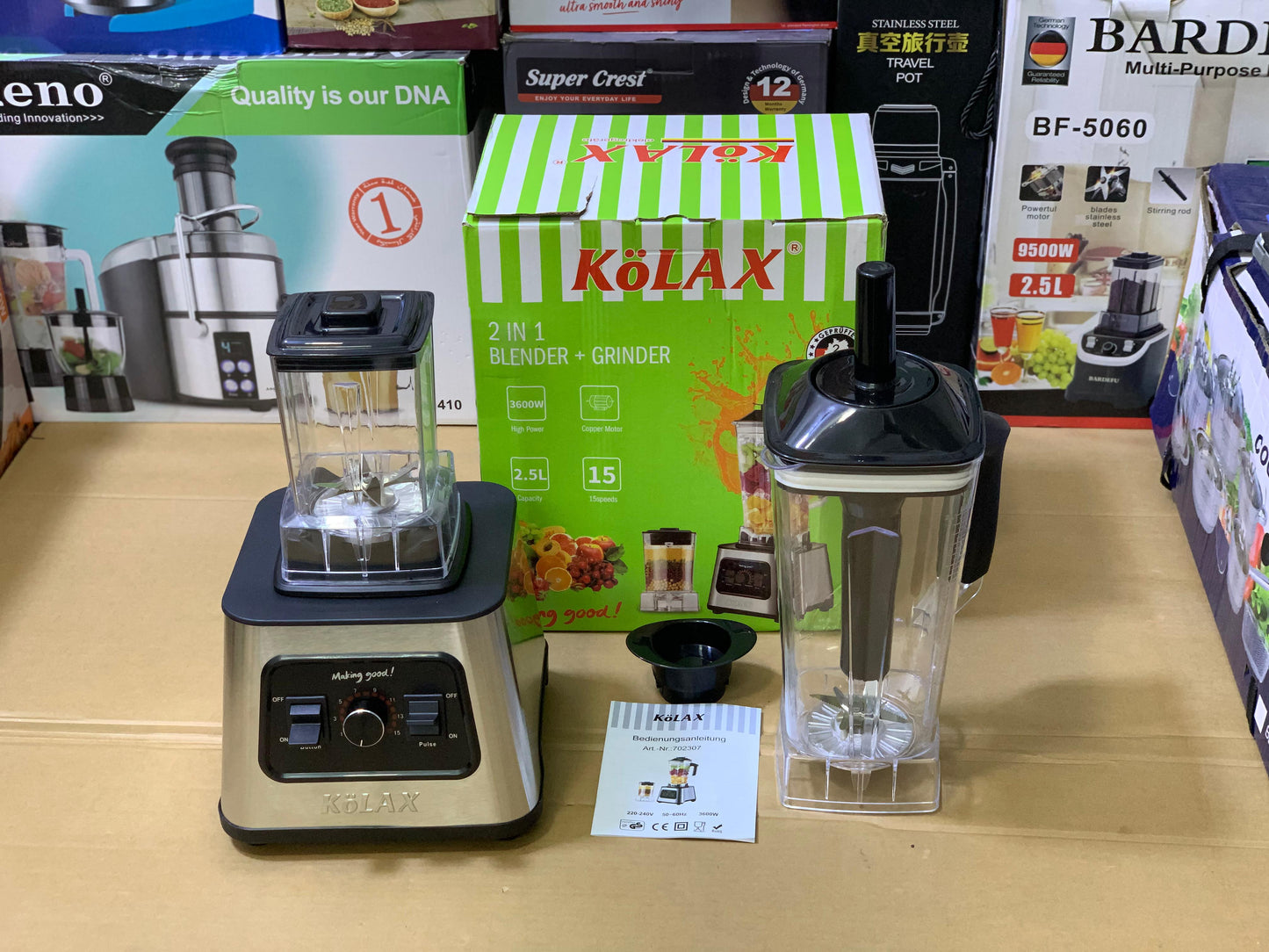 Kolax 2 in 1 Blender and Grinder Full Copper Motor 2.5L