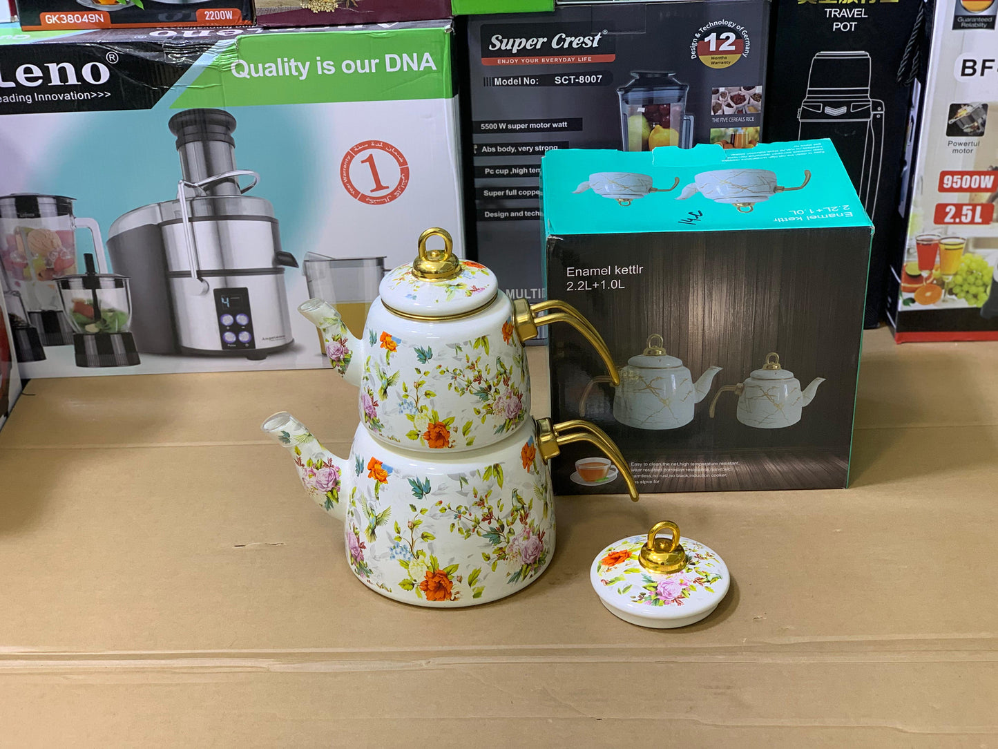 Enamel Coating Stylish Tea Kettles Two Pieces