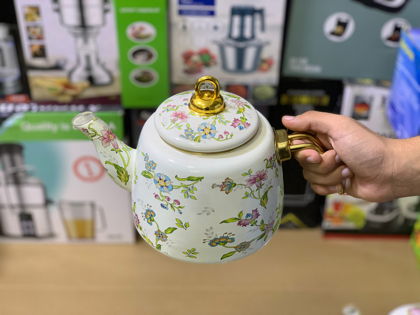 Enamel Coating Stylish Tea Kettles Two Pieces