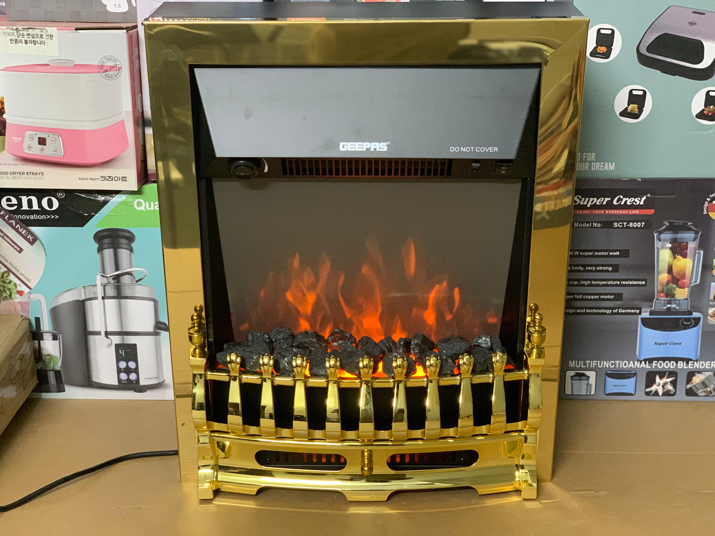 Geepas Brand Electric Heater 2000 watt Artificial Flame | Model: GRH285881P