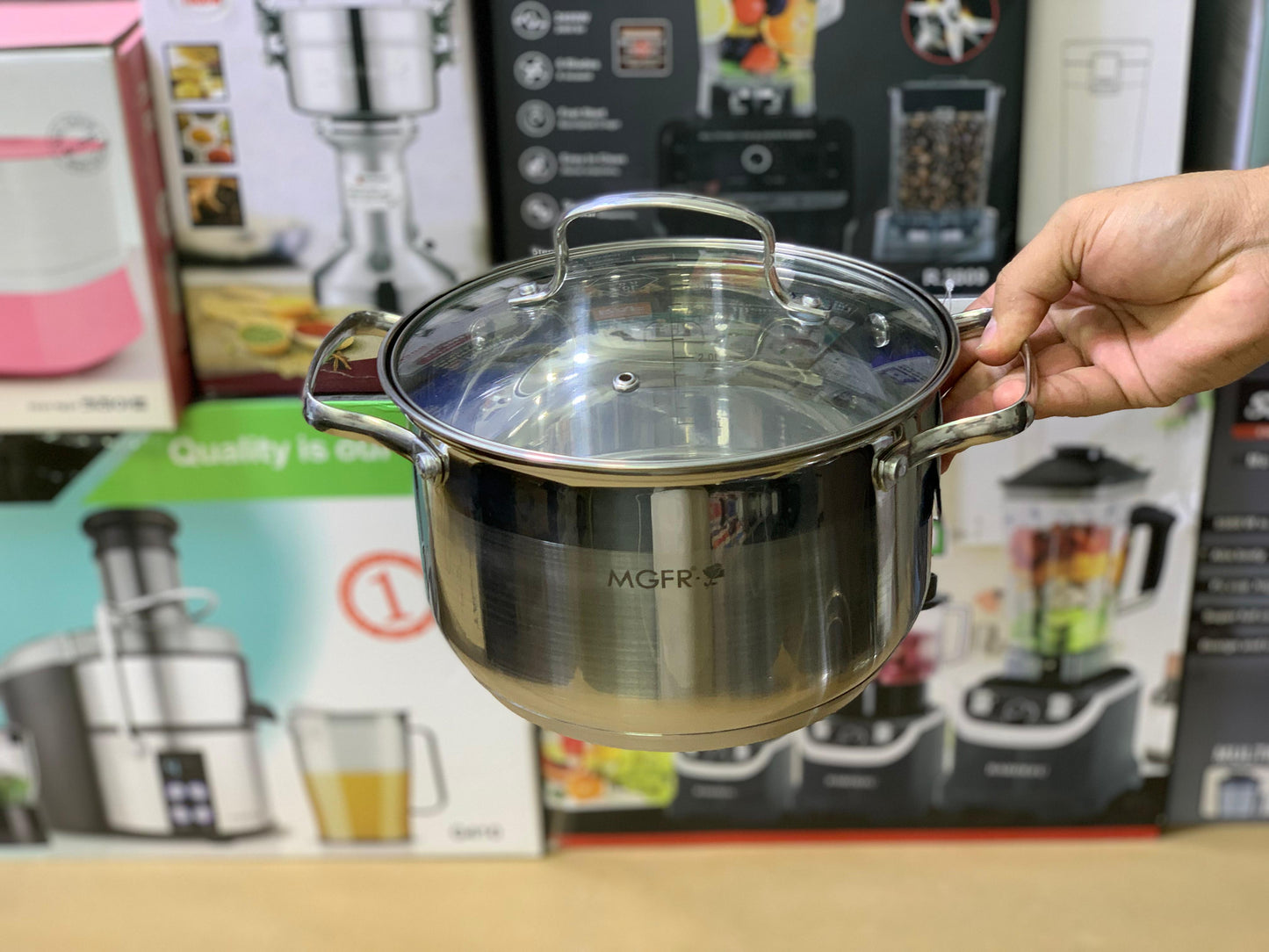 MGRF 12 Pieces Cookware Set Stainless Steel 18/10 Super Capsule Bottom