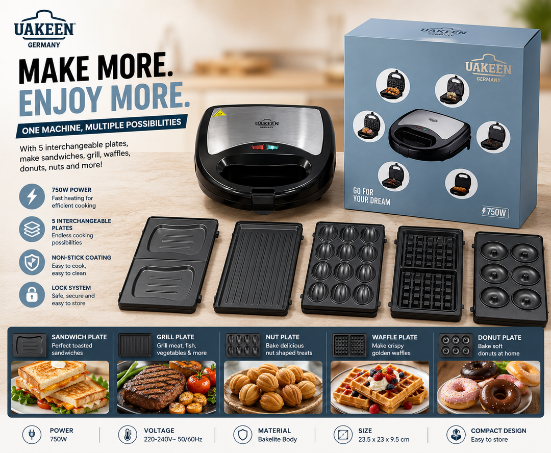 UAKEEN 6-in-1 Sandwich Maker ZL-410