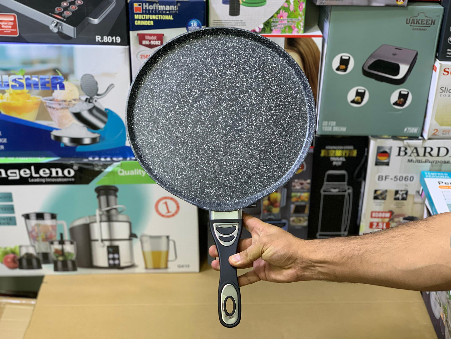 Non Stick Creepy Pans - Pizza Pan and Tawa 32cm Granite Coating Color Dark