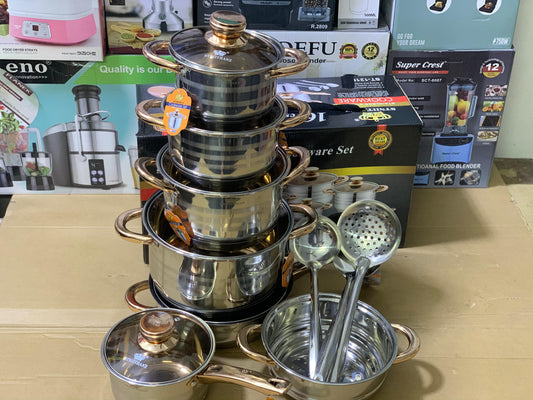 High Quality Cookware set 16 pcs Stainless steel