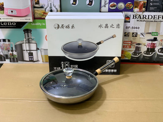 Laser Coating Honeycomb pattern 34cm Frying pan Cristal handle