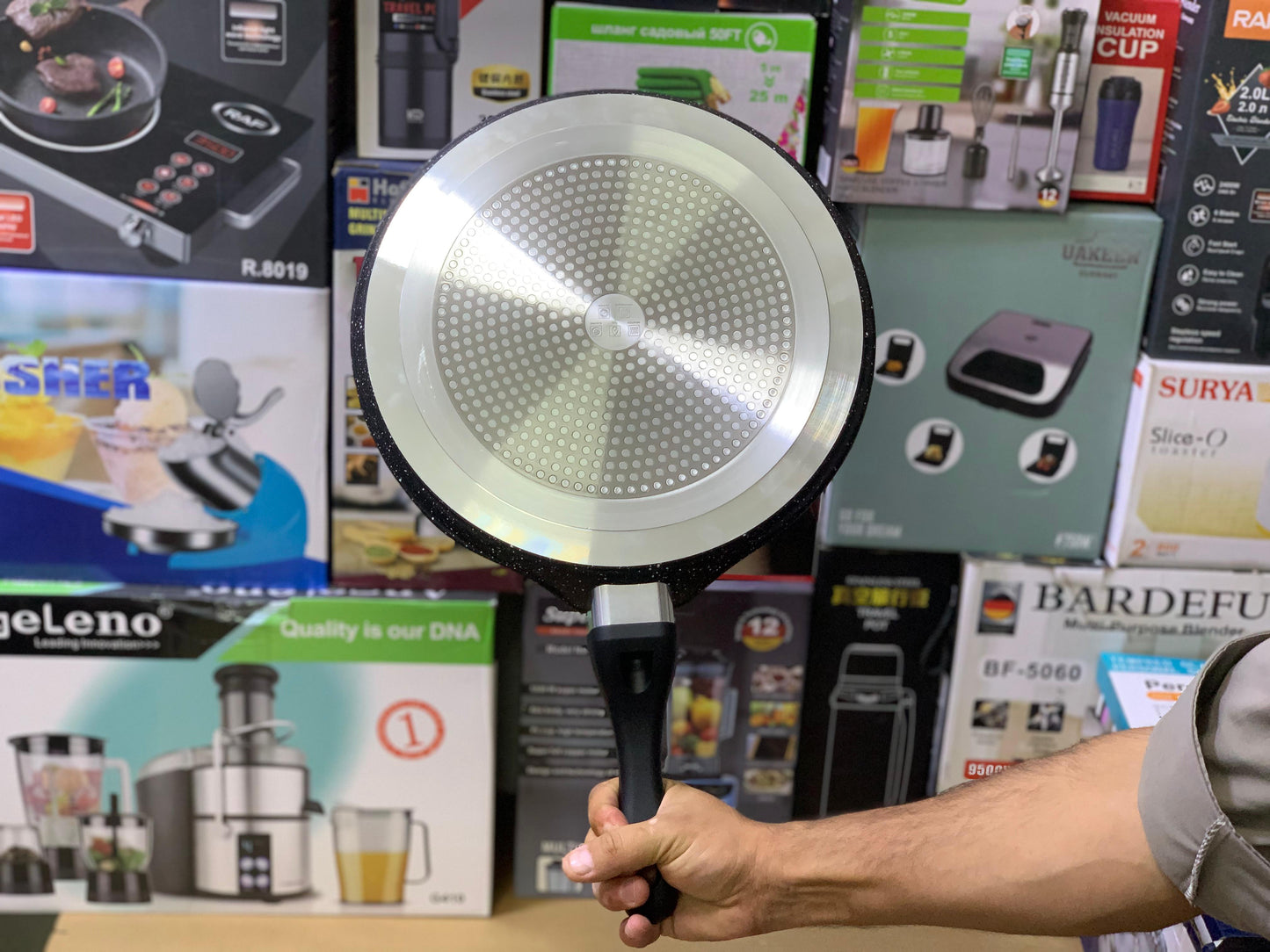 Non Stick Creepy Pans - Pizza Pan and Tawa 32cm Granite Coating Color Dark