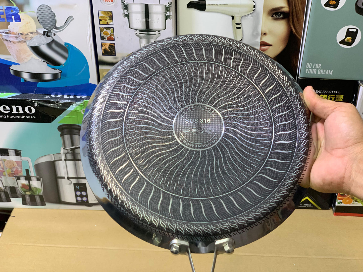 Laser Coating Shallows Frying Pan Stainless steel Honeycomb Pattern Skillet Without Lid