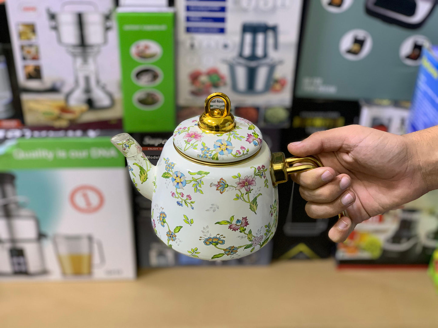 Enamel Coating Stylish Tea Kettles Two Pieces