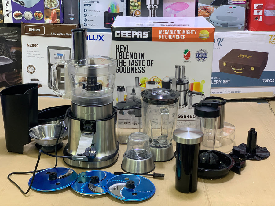 Geepas MegaBlend Mighty Kitchen Chef 4-in-1 Food Processor & Juicer Combo - 800W