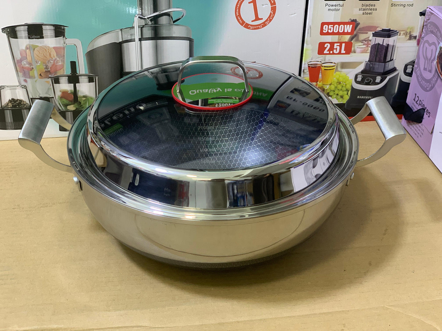 Laser Coated HoneyComb Pattern Deep Frying Karahi / Handi