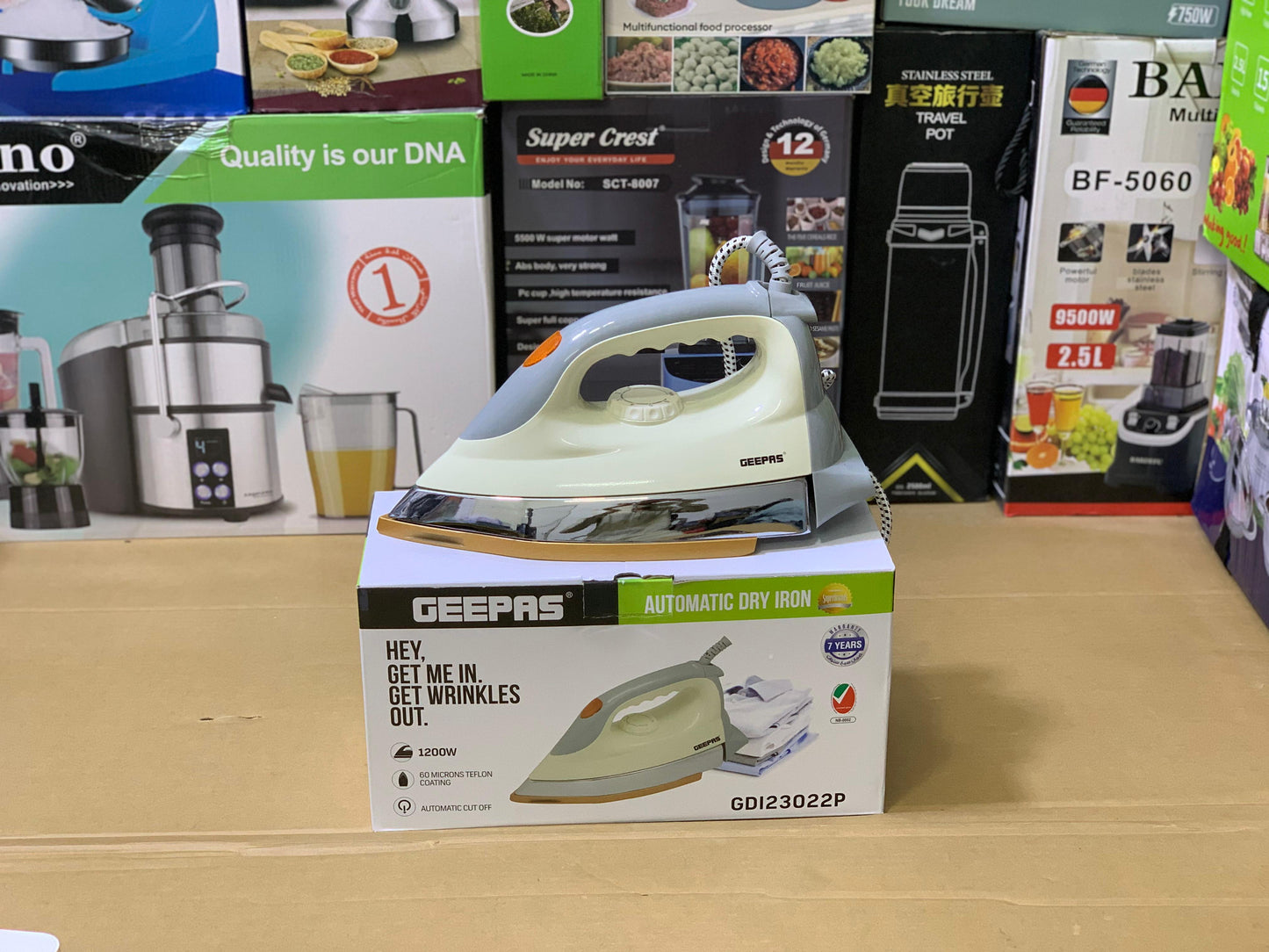 Geepas Electric Dry Iron 1200w |60 microns teflon coating and Automatic cut off |GDI23022P