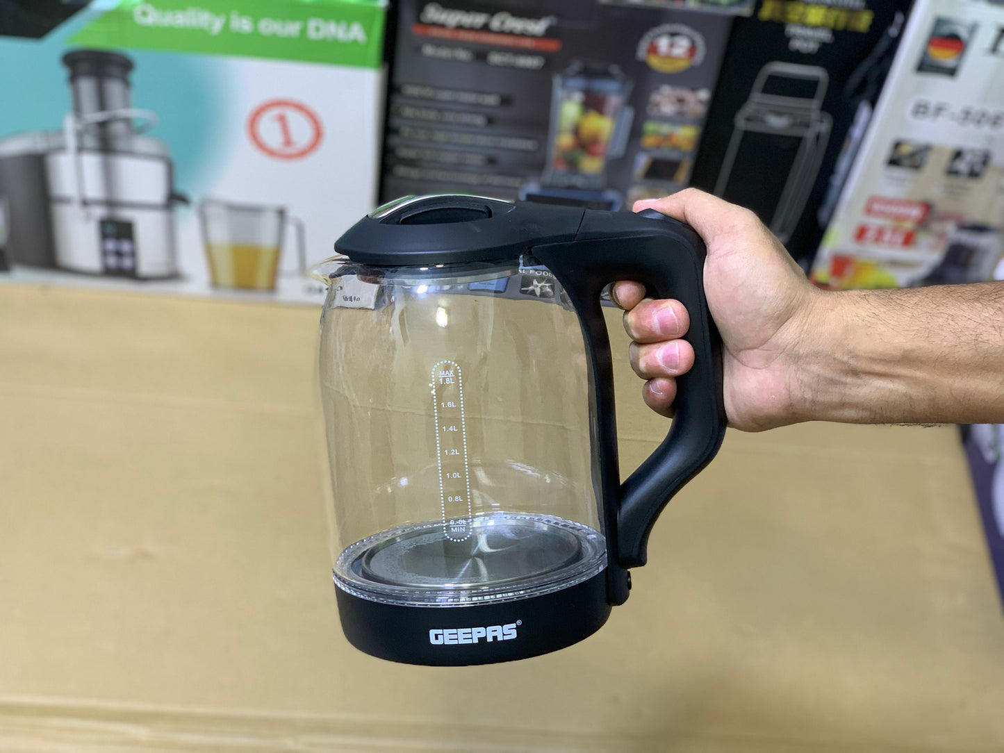 Geepas Electric Glass Kettle 1.8L and 1500 Watt | Automatic cut off | Model: K9901B