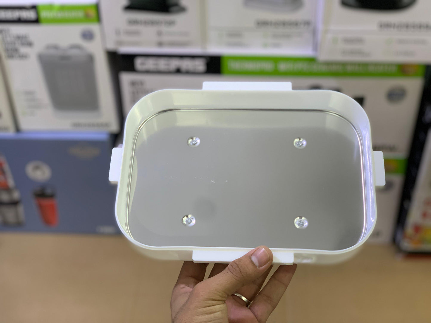 Electric 3 Grid Plate Lunch box 1.5L and 40 watt 2in1 with Stainless Steel Spoonl