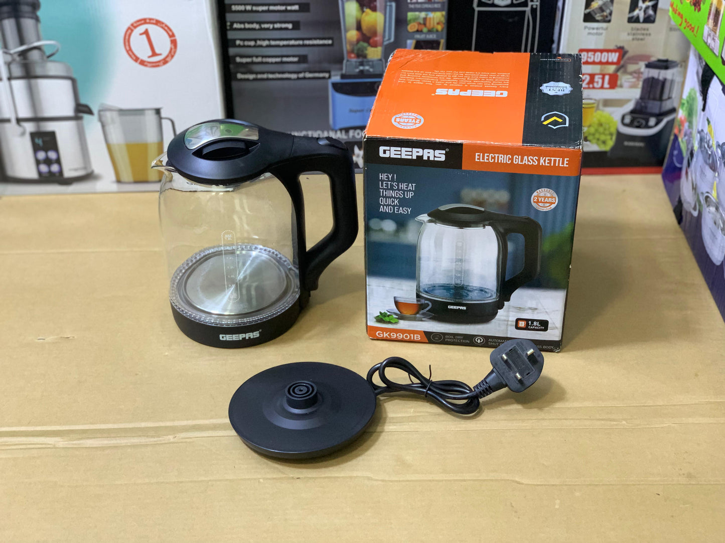 Geepas Electric Glass Kettle 1.8L and 1500 Watt | Automatic cut off | Model: K9901B