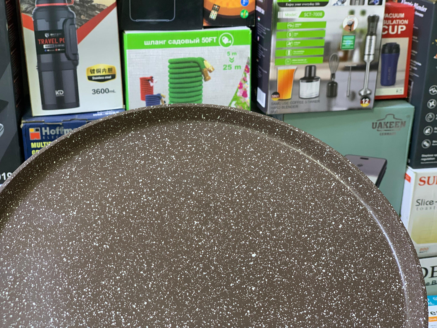 Non Stick Creepy Pans - Pizza Pan and Tawa 32cm Granite Coating Color Dark