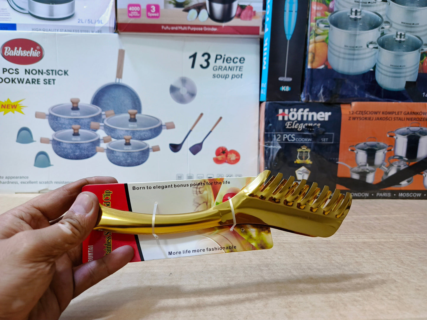 Kitchen Tongs - Stainless Steel Cooking Tongs Golden