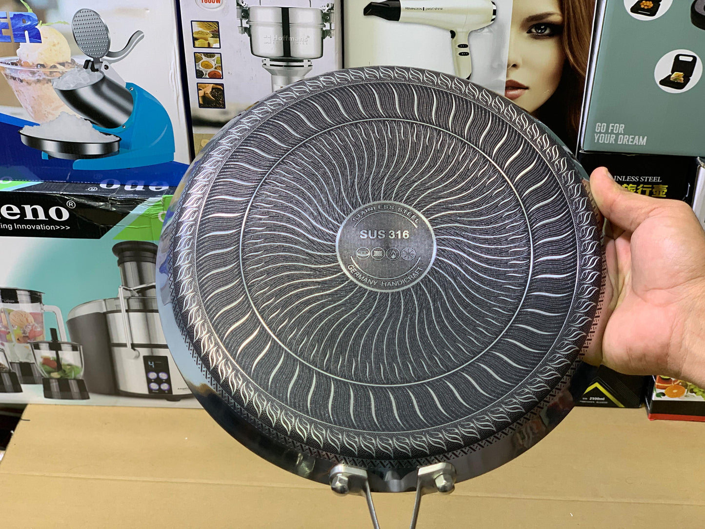 Laser Coating Frying Pan Stainless Steel Honeycomb Pattern Skillet Without Lid