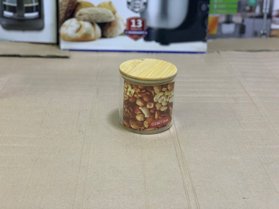 WELLDECO 3-Pcs Glass Storage Jar Set with Wooden Lids