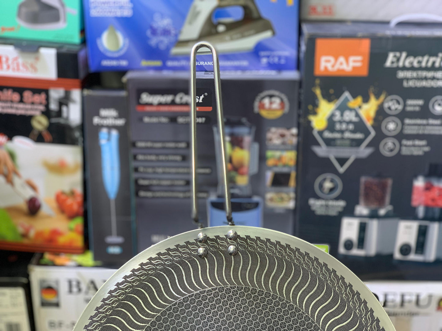 Laser coated Honeycomb pattern Long Handle tawa 34cm | sus316 Nonstick and stainless steel