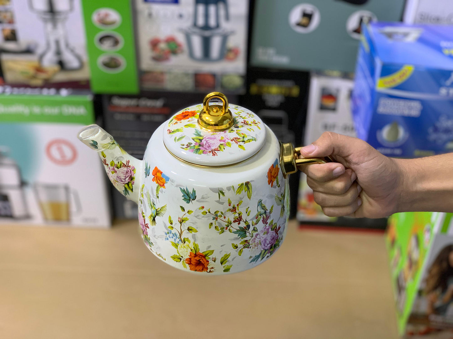 Enamel Coating Stylish Tea Kettles Two Pieces