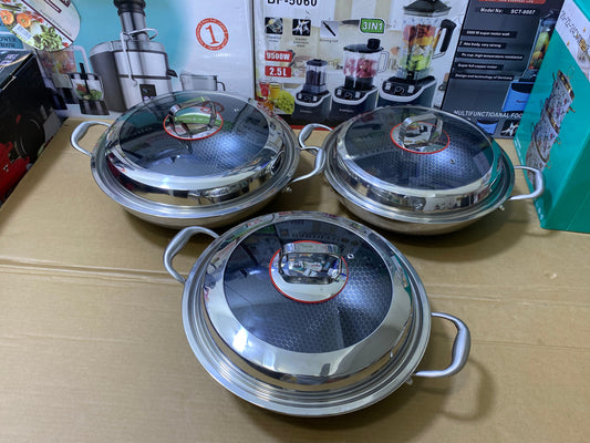 Laser Coating Frying Handi with Solid Handles