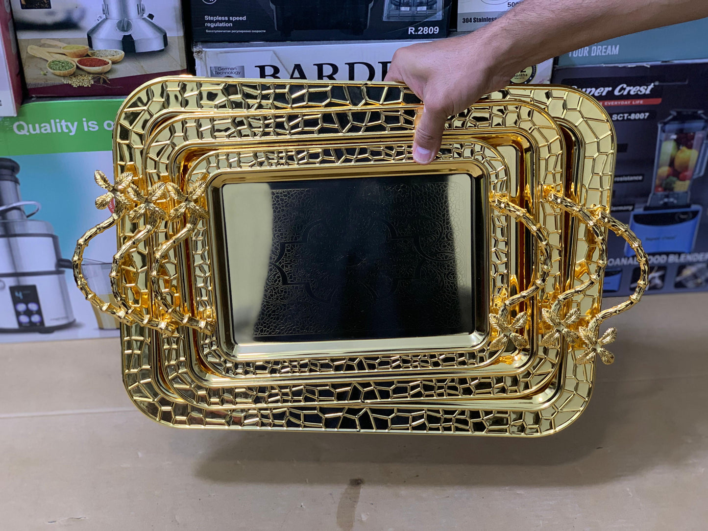 Stainless steel Golden Tray set Model H-1 Golden