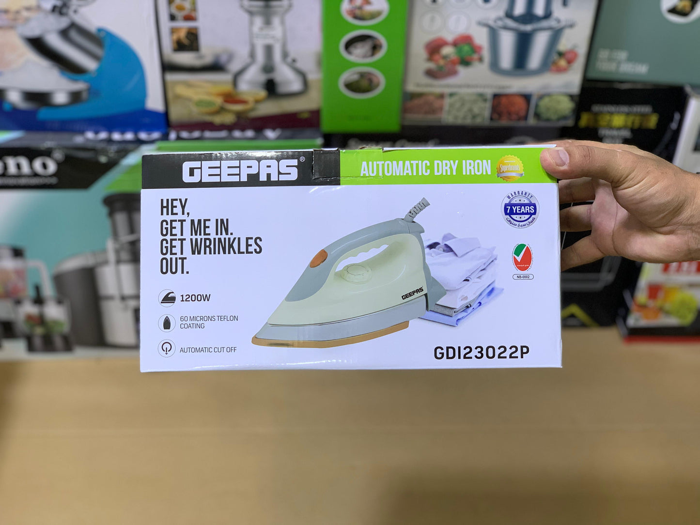 Geepas Electric Dry Iron 1200w |60 microns teflon coating and Automatic cut off |GDI23022P